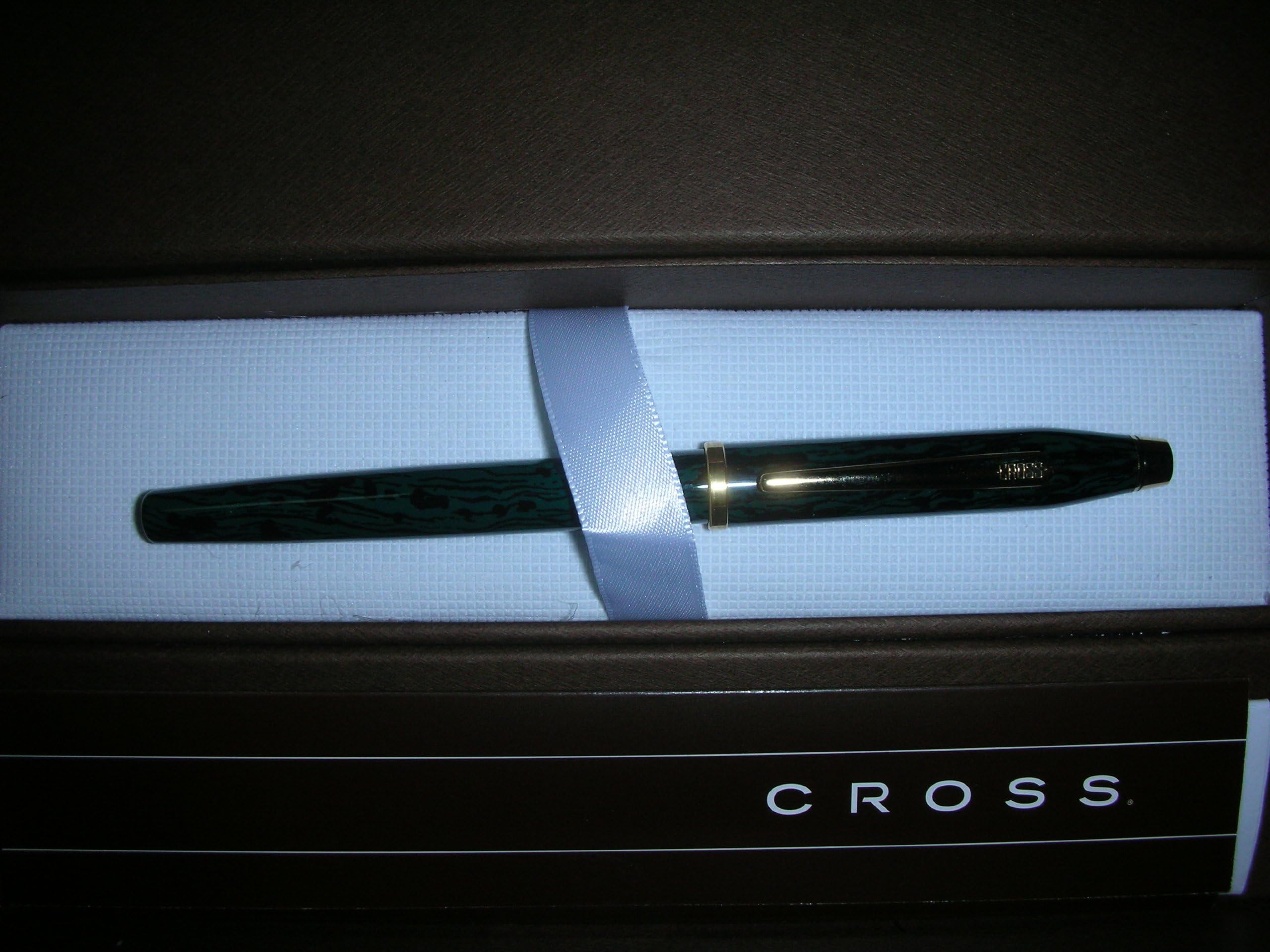 Cross Century II Marbled Green Laquer Rolling Ball Pen and 23k Gold Appointments