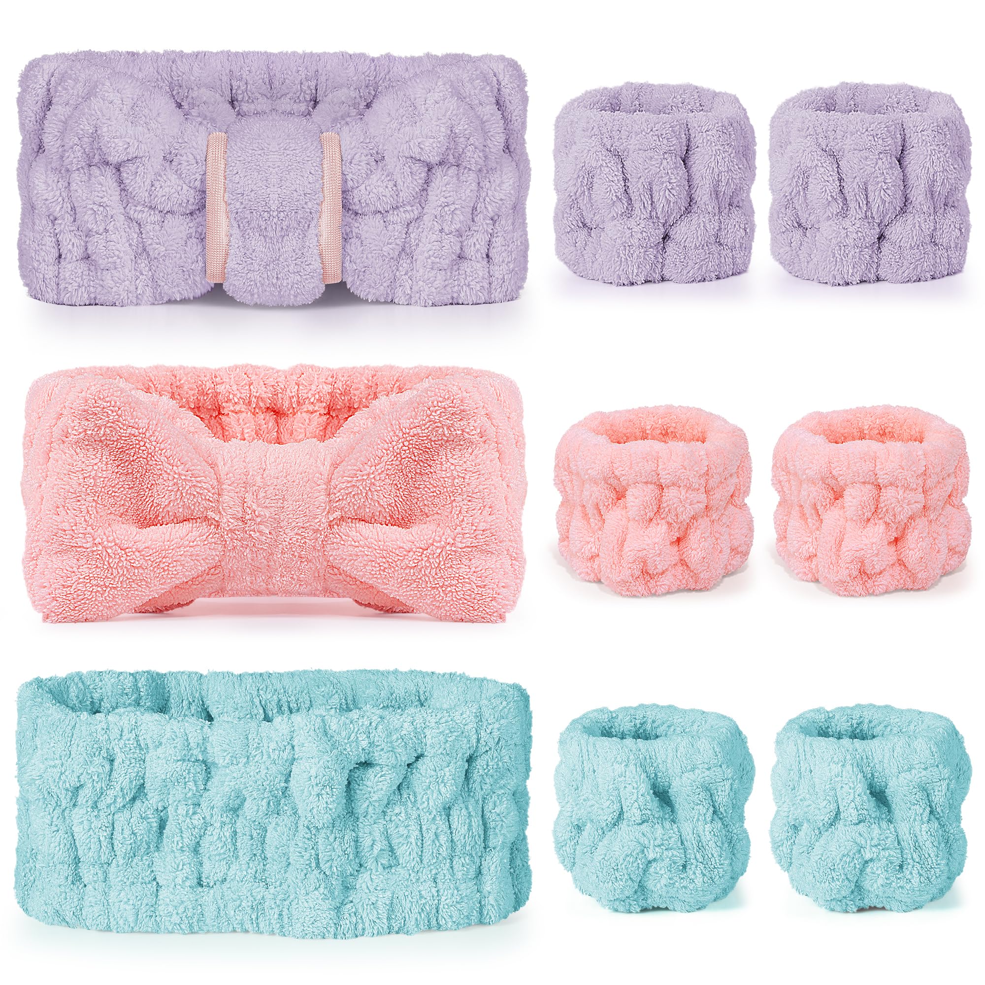 DiyJibb 9 Pcs Spa Headband for Washing Face,Skincare Headband and Wristband Set,Women Teen Girls Facial Hairbands for Washing Face, Makeup, Sports,