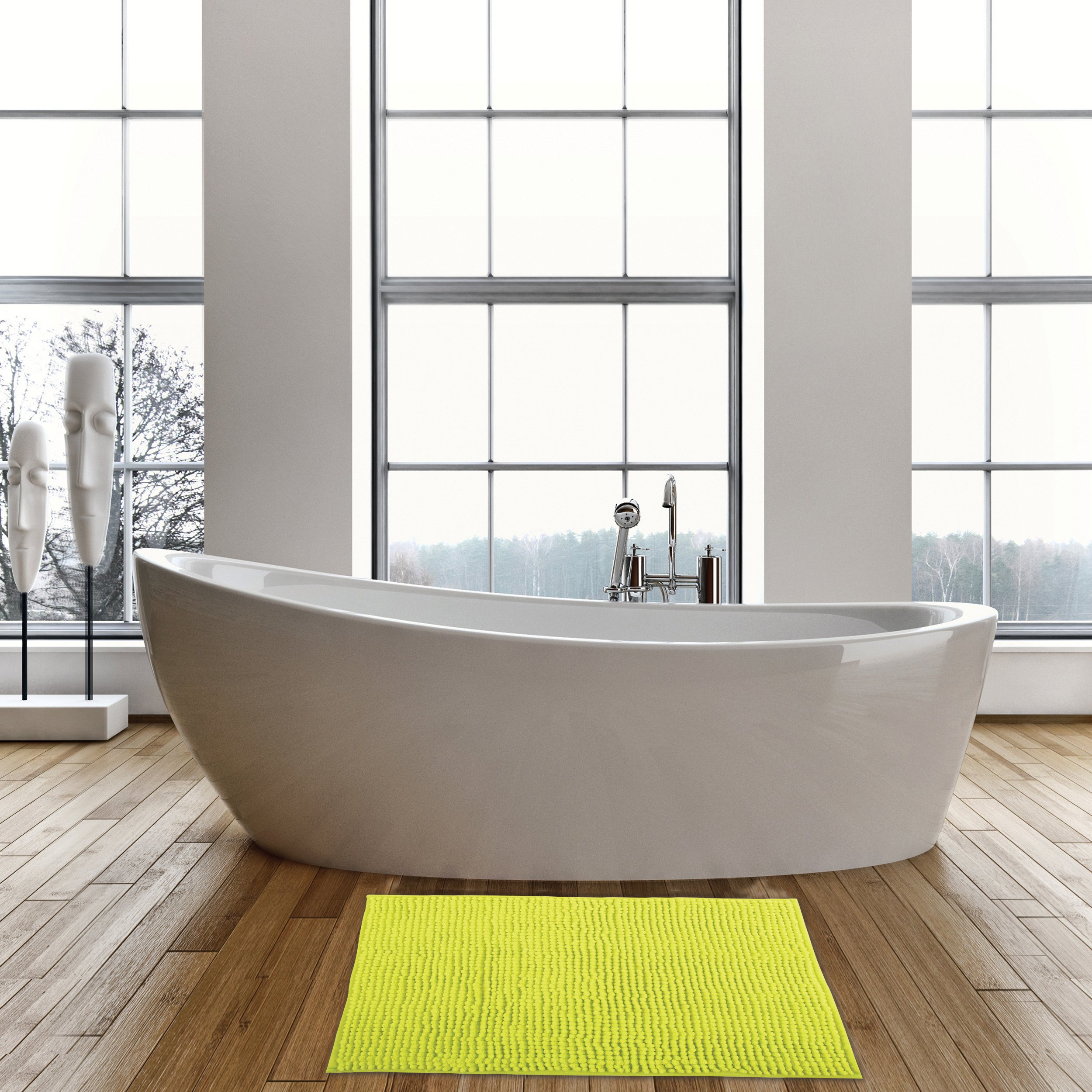 Tapis de Bain Microfibre Chenille Anti-dérapant 40x60 cm Vert Clair