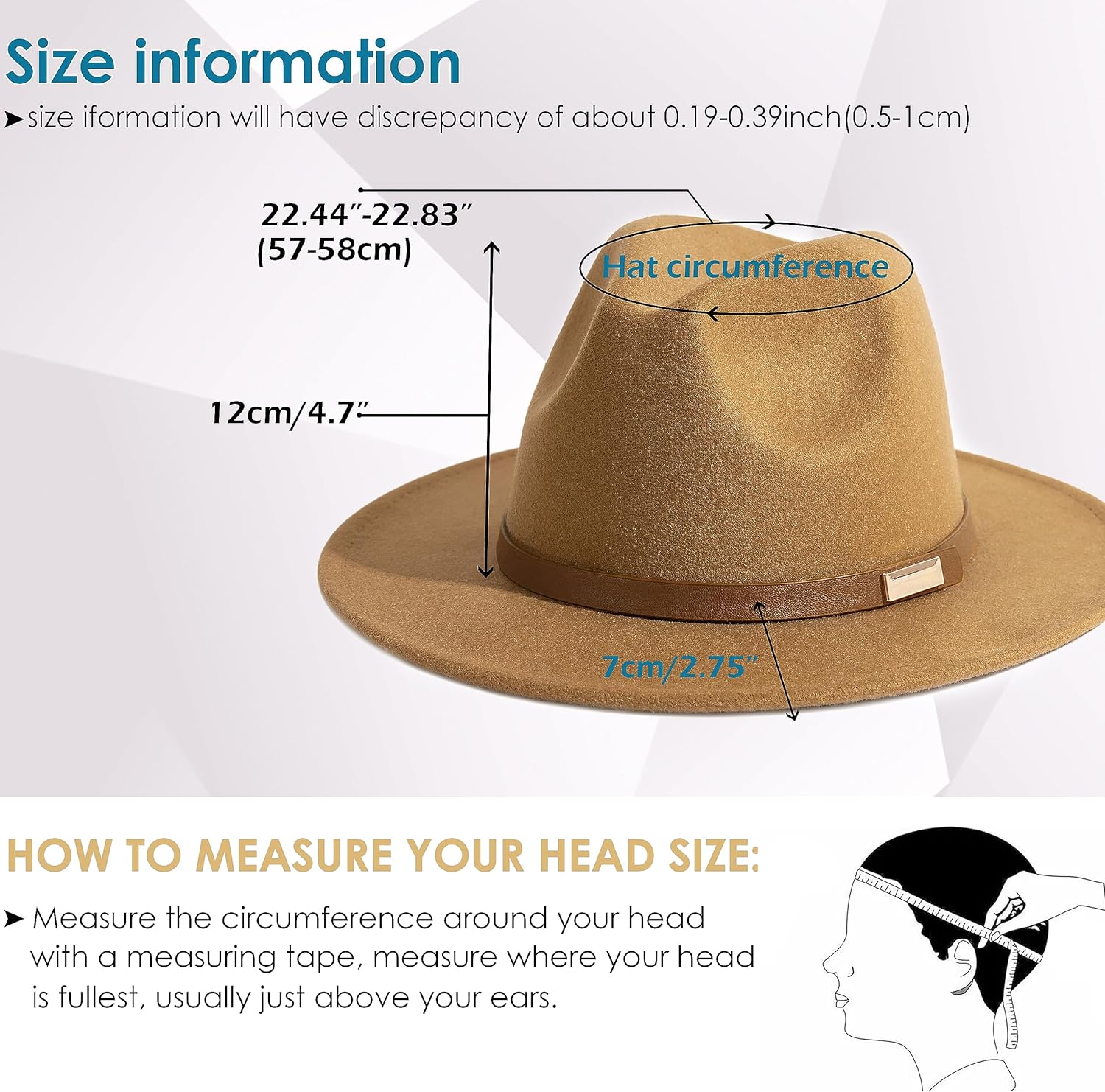 Gossifan Fedora Hats for Men Wide Brim Panama Hat with Classic Belt - Image 3