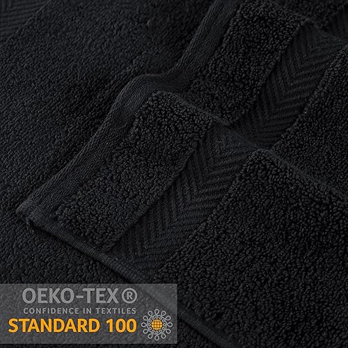 Miniatura 3 de SUPERIOR Zero Twist - Juego de toallas de baño 100% de algodón, supersuaves, esponjosas y absorbentes, de calidad prémium, para baño, color negro