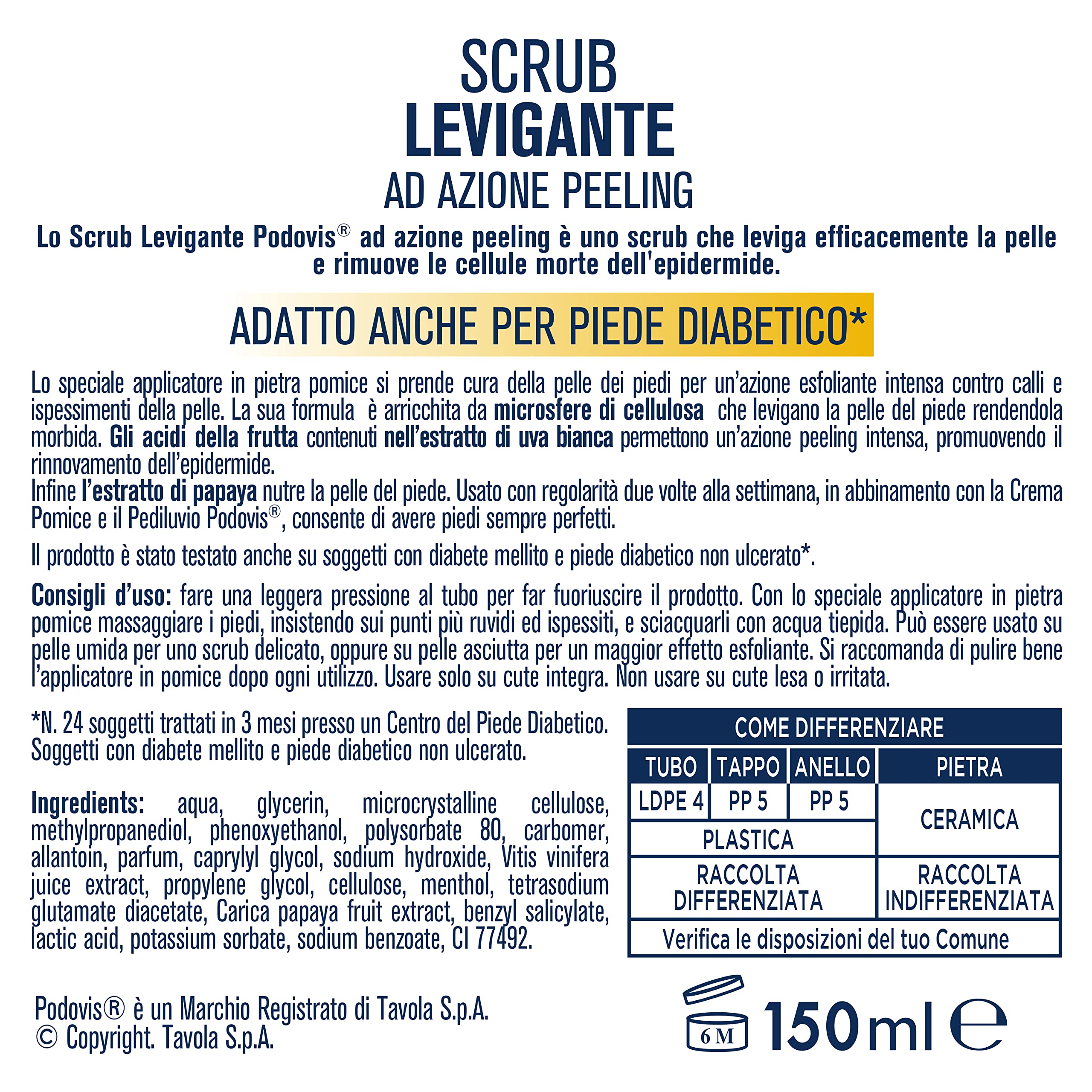 Podovis - Ligne Callosité, gommage, avec effet peeling, favorise le renouvellement de l'épiderme