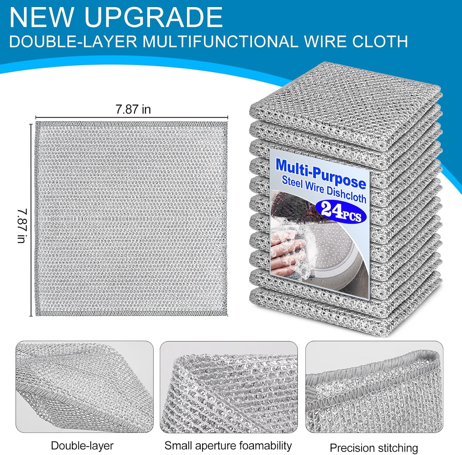 Multipose Wire Dishwashing Rag, Non Scratch Wire Dishcloth,
