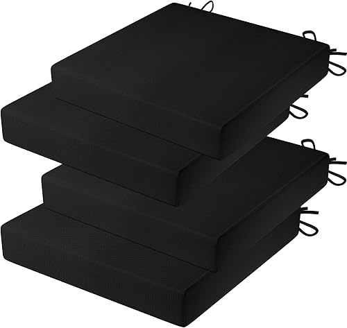 Cojines Oudoor para muebles de patio de 16 x 16 x 2 pulgadas, juego de 4 cojines de esponja de alta densidad, almohadillas para sillas de comedor