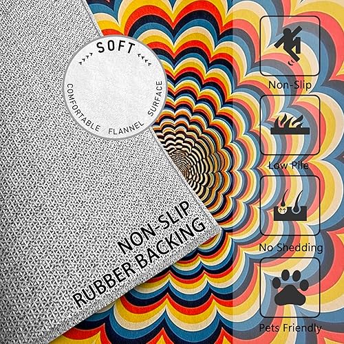 Miniatura 2 de Alfombra vintage de los años 70, alfombra de 6 x 9, alfombra de los años 70, con ilusión óptica 3D, alfombra de ilusión visual, suave, lavable,