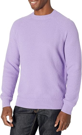 Amazon Essentials Mens Oversized Loose Fit Crewneck Sweater, Textured Cotton, Ribbed
