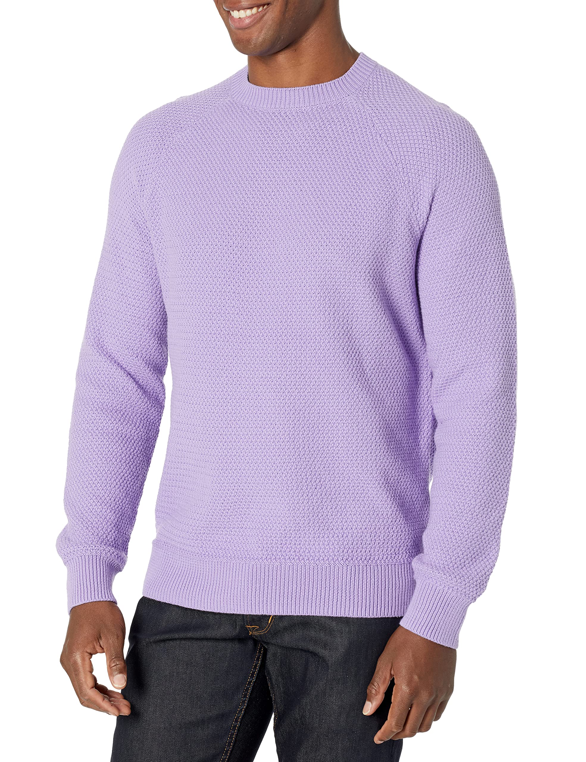 Amazon Essentials Men's Oversized Fit Textured Cotton Crewneck Sweatshirt, Lavender, XXL