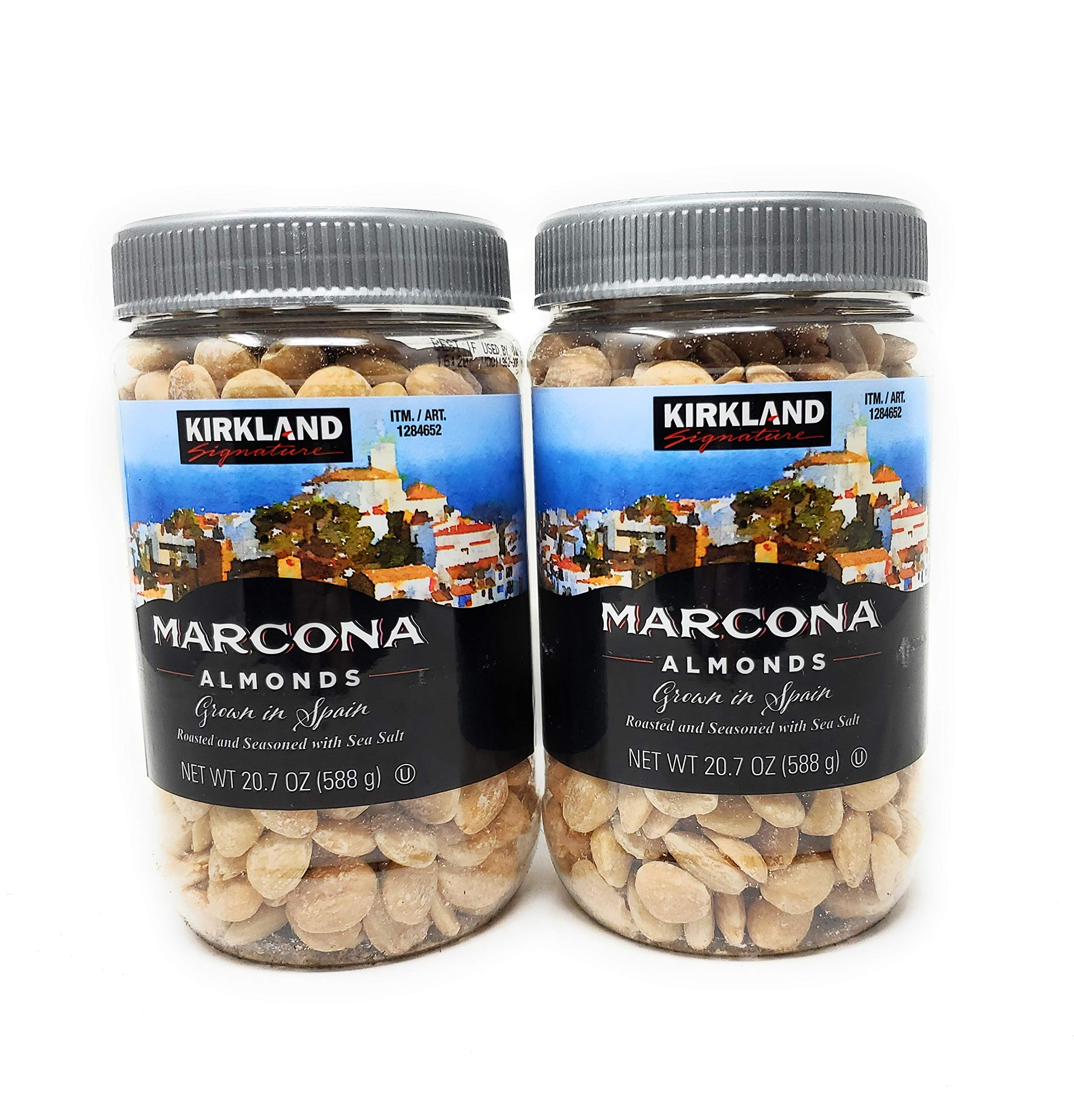 Kirkland eSybYD Marcona Almonds, Roasted and Seasoned with Sea Salt, 20.7 Ounce (2 Pack)