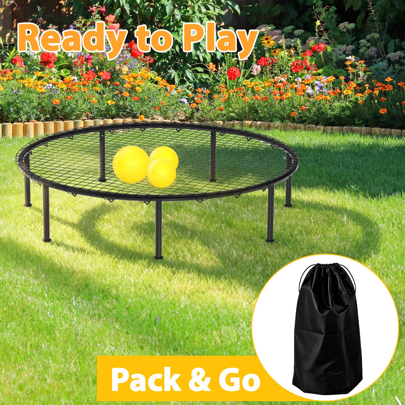 Set da gioco per esterni con struttura in metallo, set completo per giardino, spiaggia e parco, include 3 palline, borsa per il trasporto, giochi da giardino e giochi con palla, per adulti e