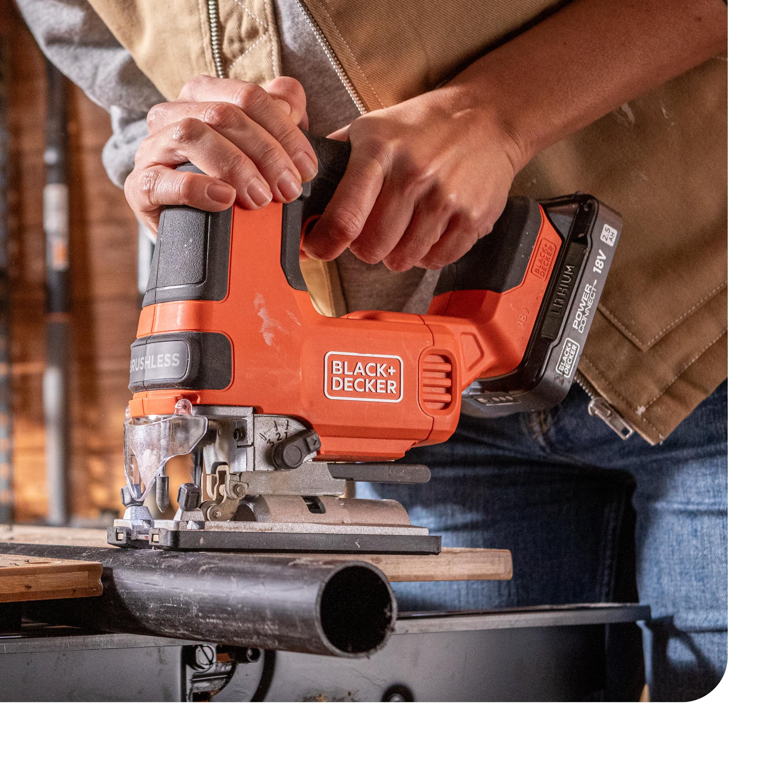 BLACK+DECKER Seghetto Alternativo a BatteriaBrushless, Solo Corpo Macchina 18V, con 6 Lame,Batteria Non Inclusa, BLCJS78NZ-XJ