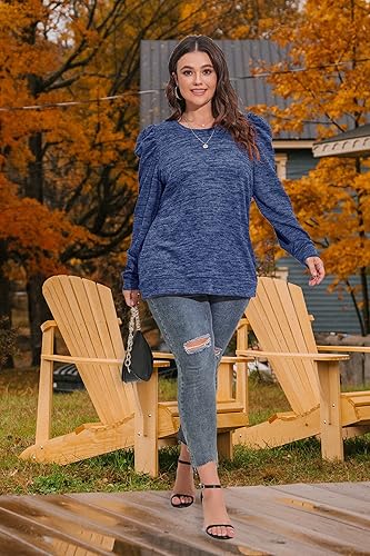 Miniatura 2 de WEESO Sudaderas de cuello redondo para mujer, suéteres de manga abombada a la moda