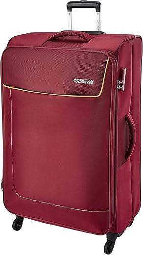American Tourister Jamaica 80 Cms Large Check-In Polyester Soft Sided 4 Spinner Suitcase Wheels Luggage (Wine Red)