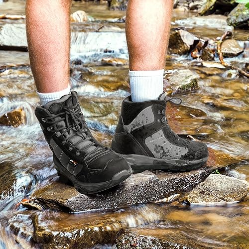 Miniatura 6 de NORTIV 8 Botas de trabajo tácticas militares ligeras para hombre, botas de combate para motocicleta al aire libre