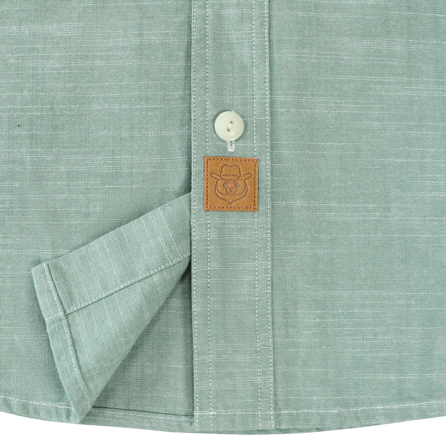Dubinik® Camicia Uomo Chambray Lavoro Cotone Bottone Manica Lunga Due Tasche Casual
