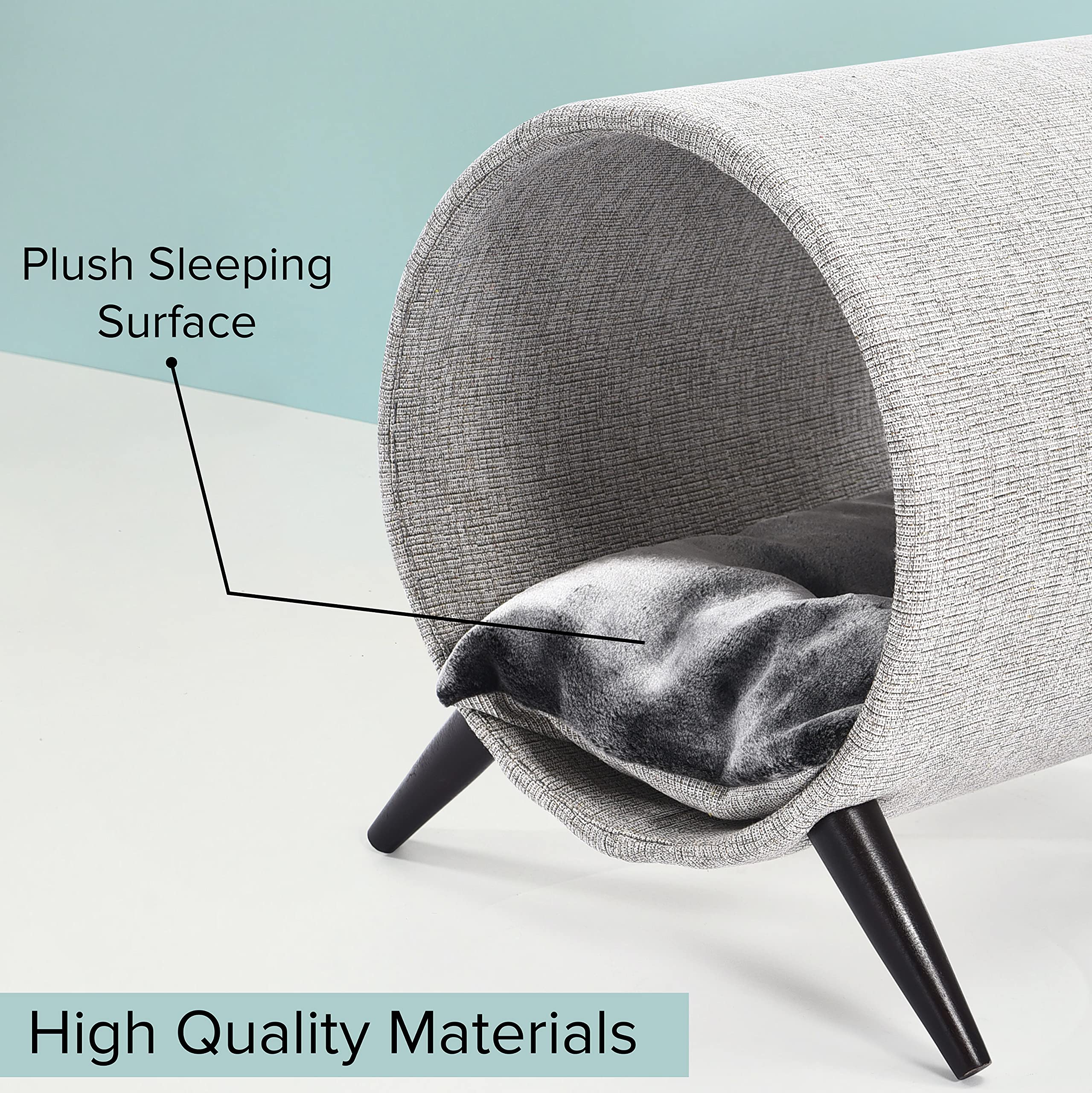 Buy Cat Craft Tunnel Bed with Wooden Legs Elevated Cat Tunnel Features Plush Bed Inside for