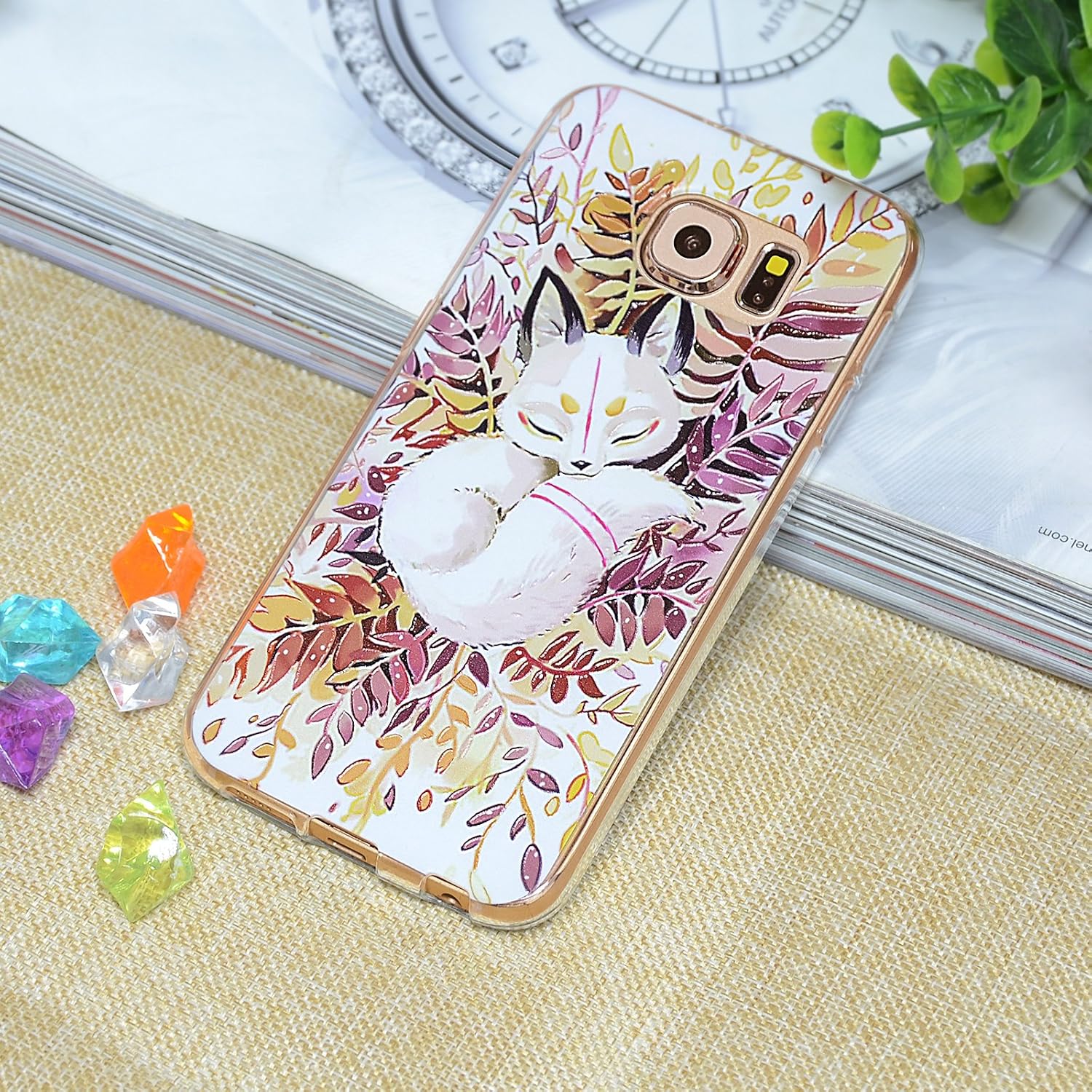 SWEES Phone Case Compatible Galaxy S6 (2015 Released), Slim Thin Soft Silicone Gel TPU Case Special 3D Relief Printing Pattern Design Scratch Resistant Full Protective Back Cover, Silver Fox