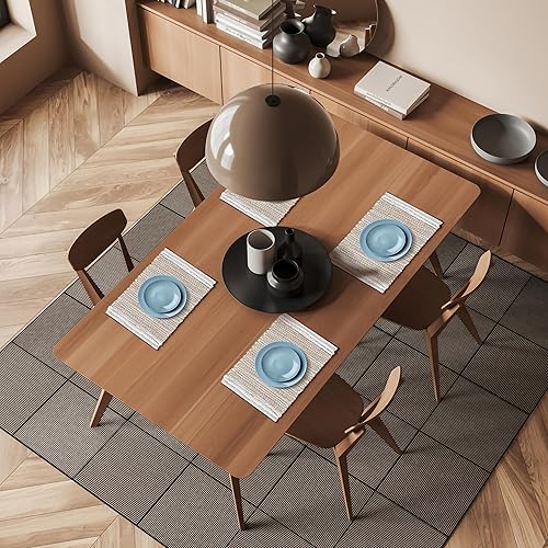 Miniatura 3 de Hausattire Juego de 4 manteles individuales tejidos para mesa, natural, yute bohemio, para cocina, comedor, mesa auxiliar, fácil de limpiar,