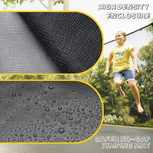 Miniatura 57 de AOTOB - Trampolín de 8, 10, 12, 14 y 15 pies con red de seguridad para exteriores con aro de baloncesto, alfombrilla de salto resistente y cubierta