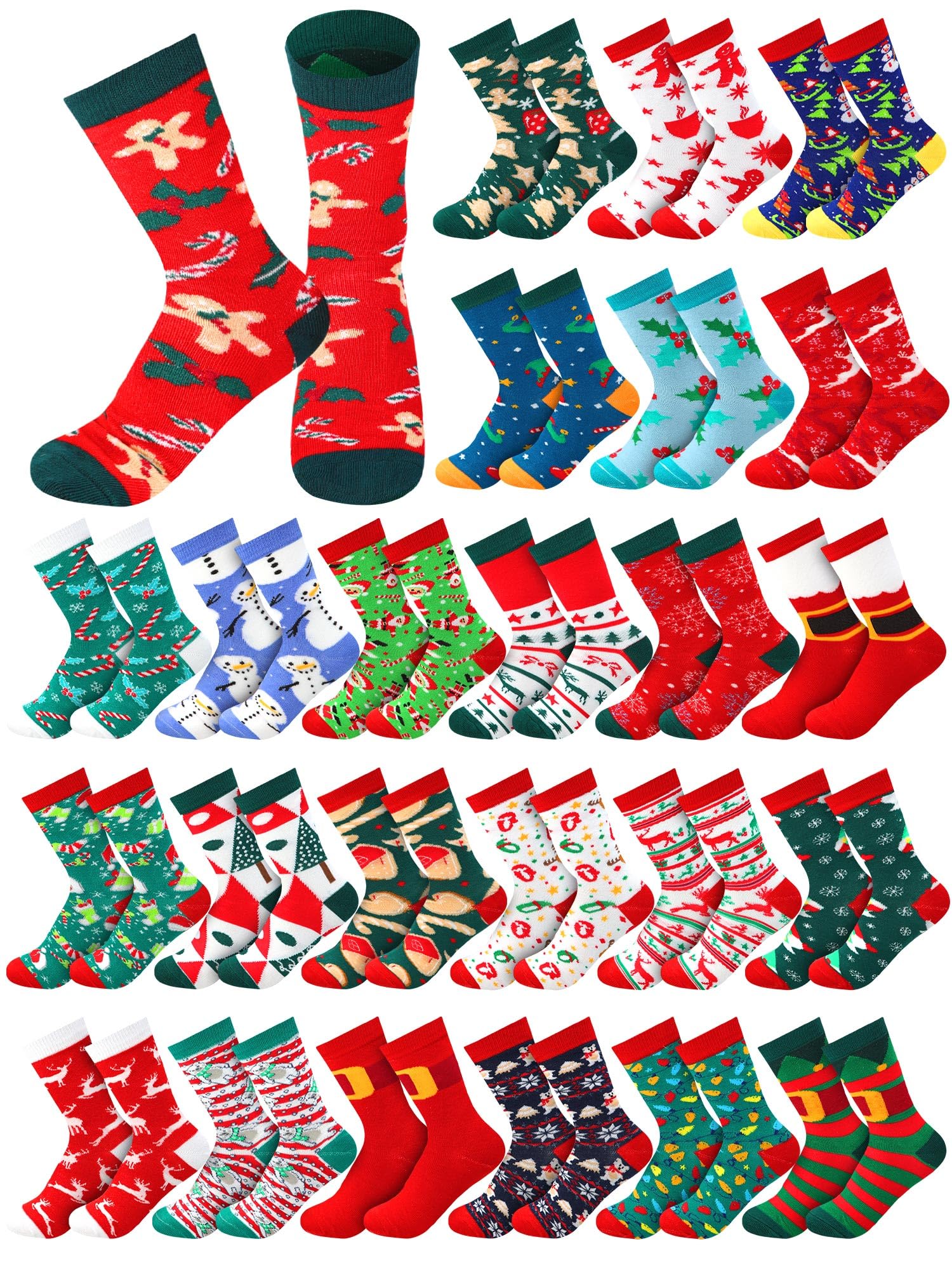 Shinymoon 24 pares de calcetines a granel, divertidos calcetines novedosos para mujeres y niñas, regalos de vacaciones