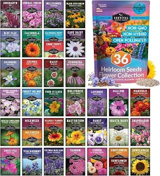 Flower Garden Seeds 36 Variety Kit - Heirloom Starter Pack