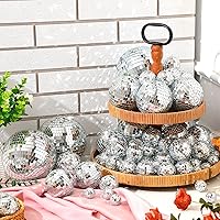 Vista 2 de Hoolerry 200 Pcs Mini Mirror Disco Ball Ornaments Mardi Gras Small Silver Hanging Decorations Reflective Tiny Balls Bulk for 70s 80s 90s Disco