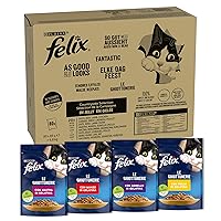 FELIX Le Ghiottonerie - Cibo Umido Gatto Adulto, Bocconcini in Gelatina con Manzo