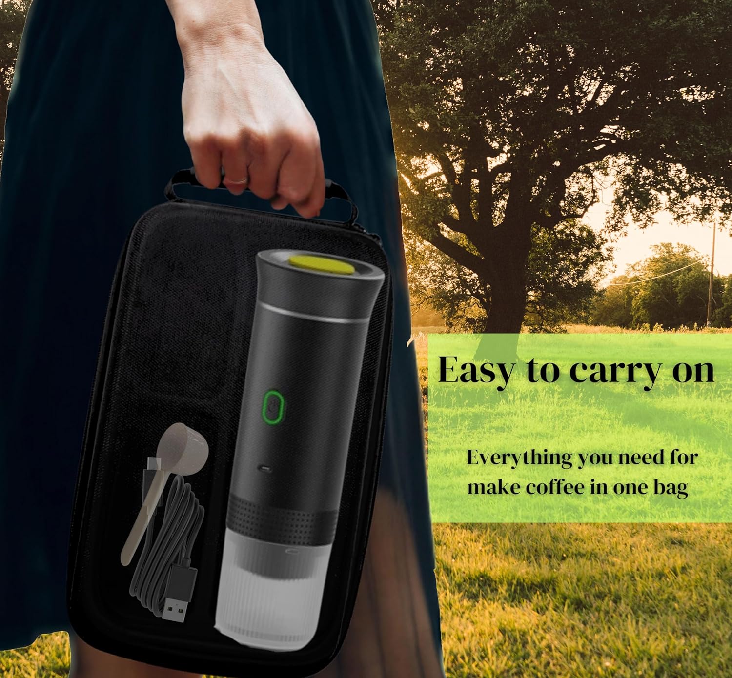 Sm4rt Battery Operated Coffee Maker, 3 in 1 Portable Coffee Maker, 12v Coffee Maker for Car, Cafetera Portable, USB Espresso, Travel Espresso Maker, NS Capsule, Dolce Gusto, Ground Powder (Black)