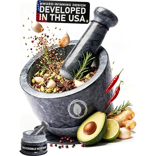 Laevo Mortar and Pestle Set - 5.5 Inch (2.1-Cup) Black Marble Molcajete Set