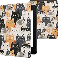 Vista 11 de kwmobile Funda compatible con Yaxa Kindle Paperwhite 11. Generación 2021 - Funda para lector electrónico - Libros y páginas Beige/Marrón/Dorado