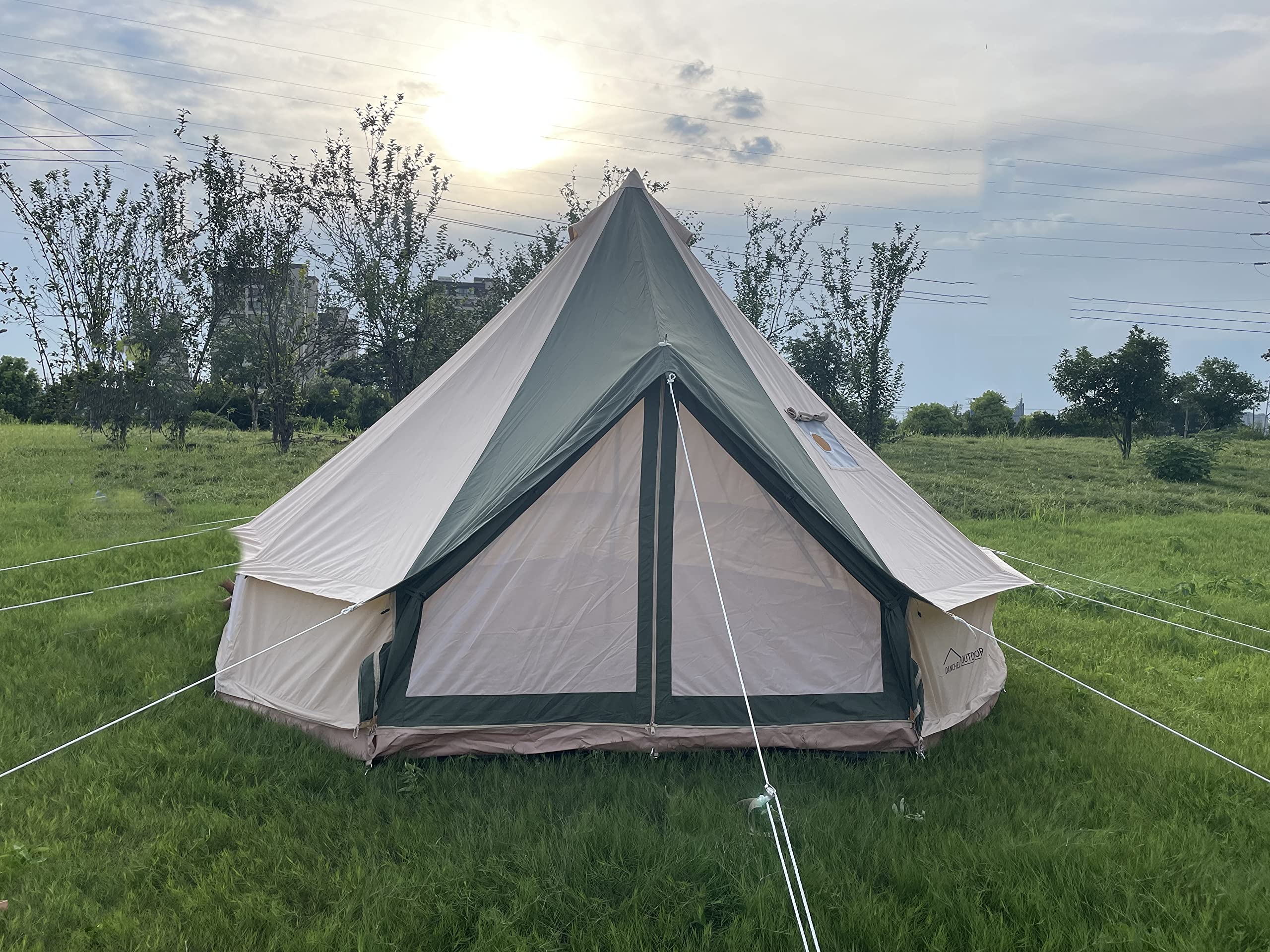 Buy DANCHEL OUTDOOR Canvas Bell Tent with Rolled up Side Wall for 360