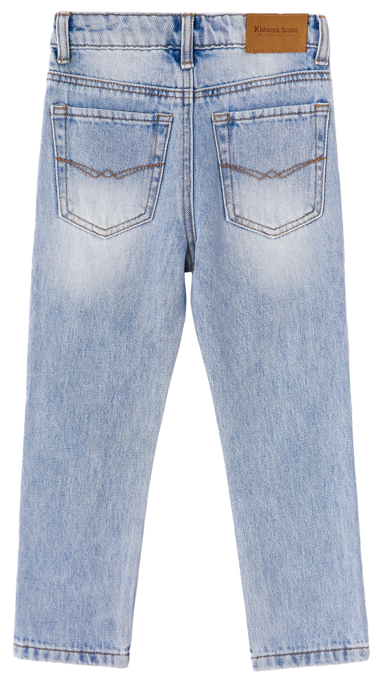 KIDSCOOL SPACE Jeans per Bambini e Bambine, Fascia Elastica all'Interno di Pantaloni in Denim di Moda Strappati