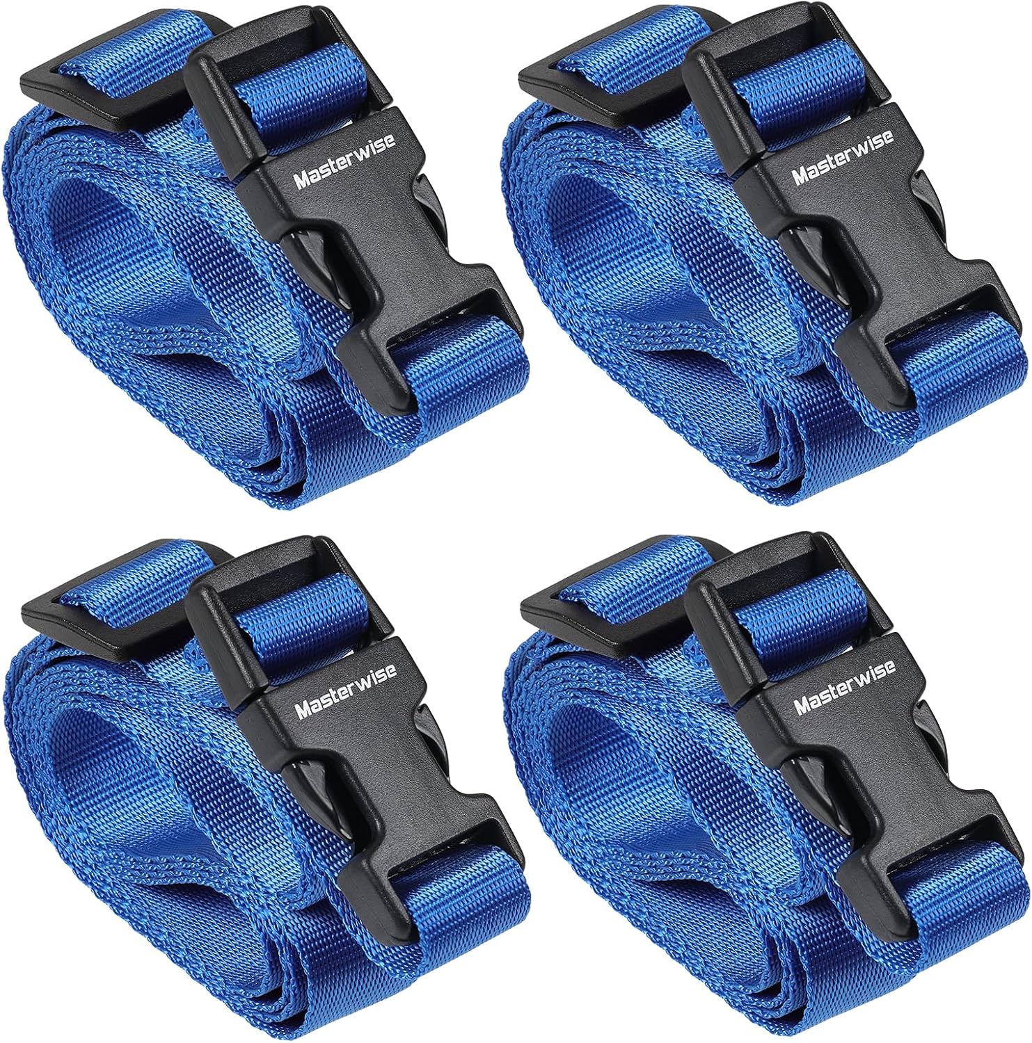 Buckle Straps with Clips, Adjustable Nylon Straps with Buckle, Black 4 Pack (4‘x0.75“)