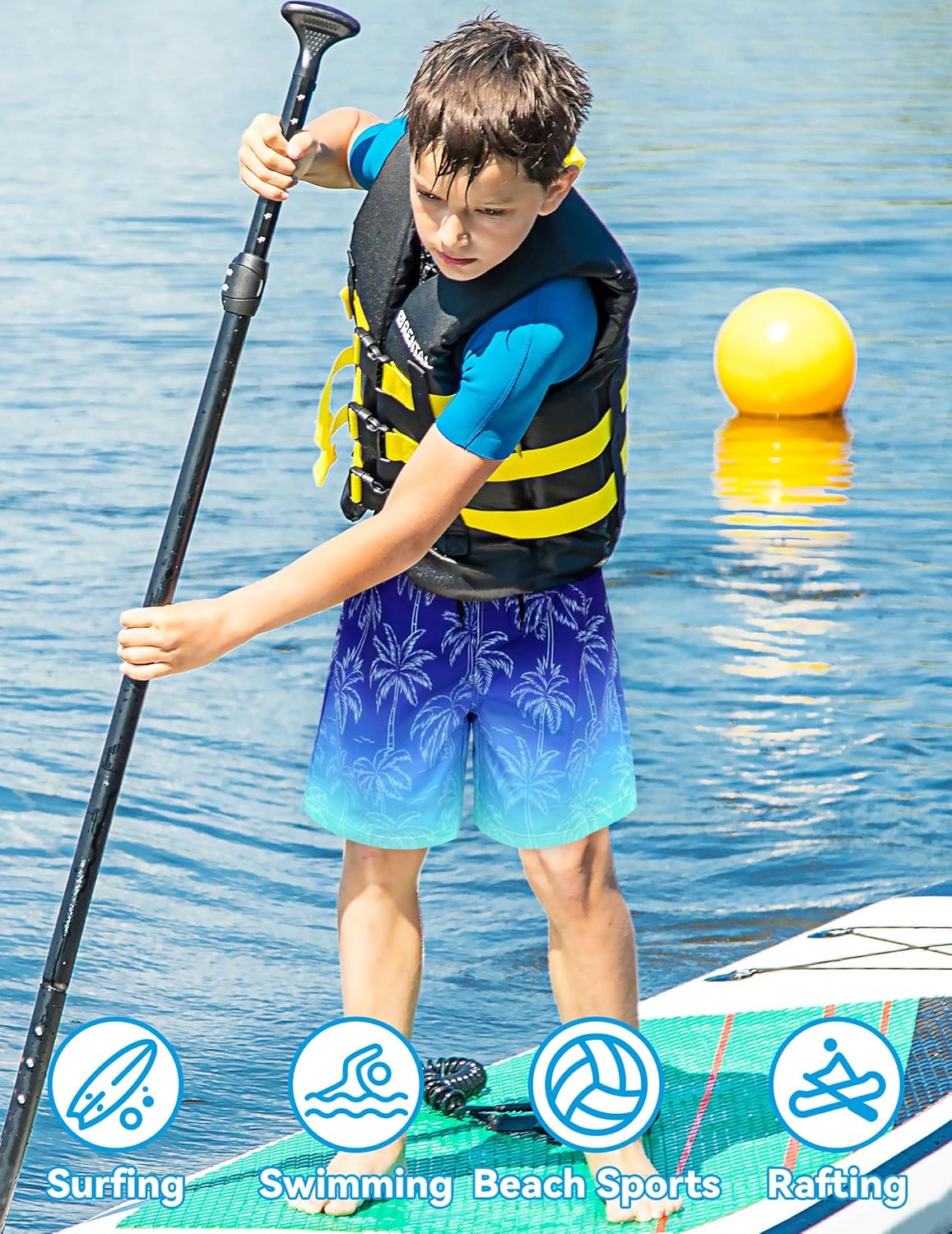 Olreco Youth Boys Swim Trunks with Compression Liner Boys Bathing Suit for Kids Swimsuits Teen Quick Dry Kids Board Shorts - Image 3