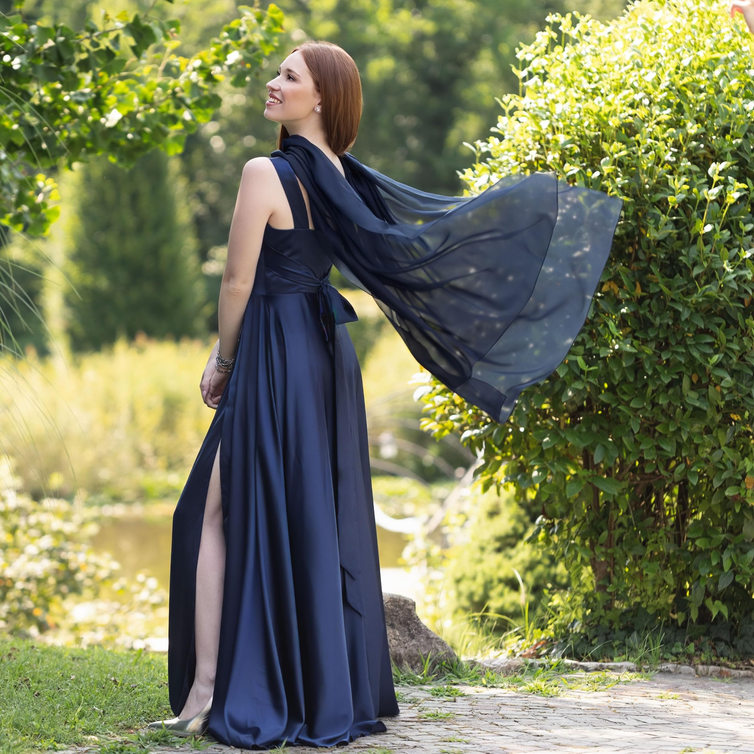 Festliche Stola für Abendkleid Made in Italy 200x80, Chiffon Bolero Damen festlich, Sommerschal für Hochzeit, Schal Sommer