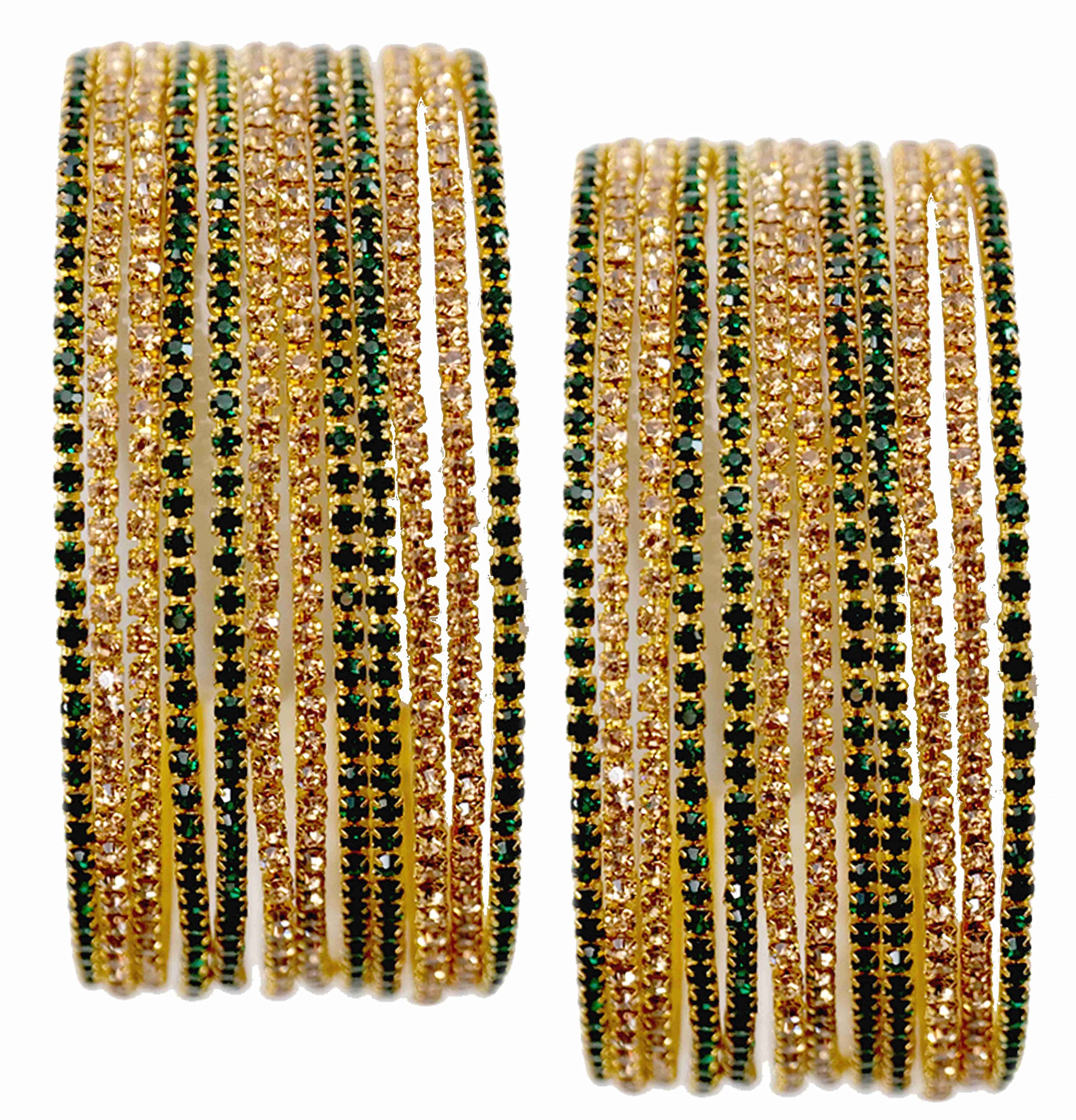 Zircon Gemstone Studded Glossy Finished Bangle Set - Pack Of 24