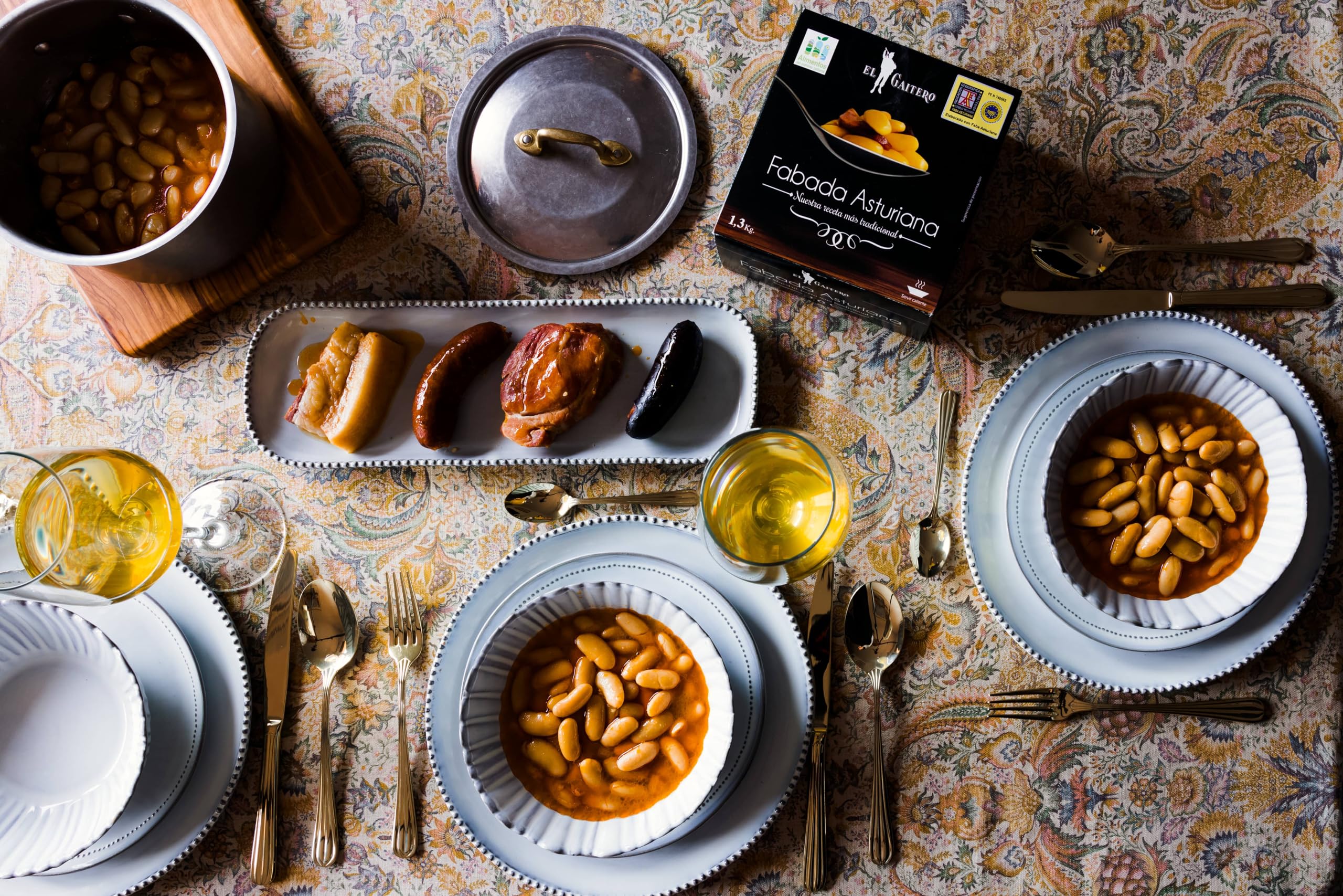 El Gaitero - Fabada Asturiana Gourmet | Con Chorizo, Morcilla y Lacón | Preparado Fabada Asturiana | Fabada Asturiana El Gaitero | 6 Latas de 1.3kg