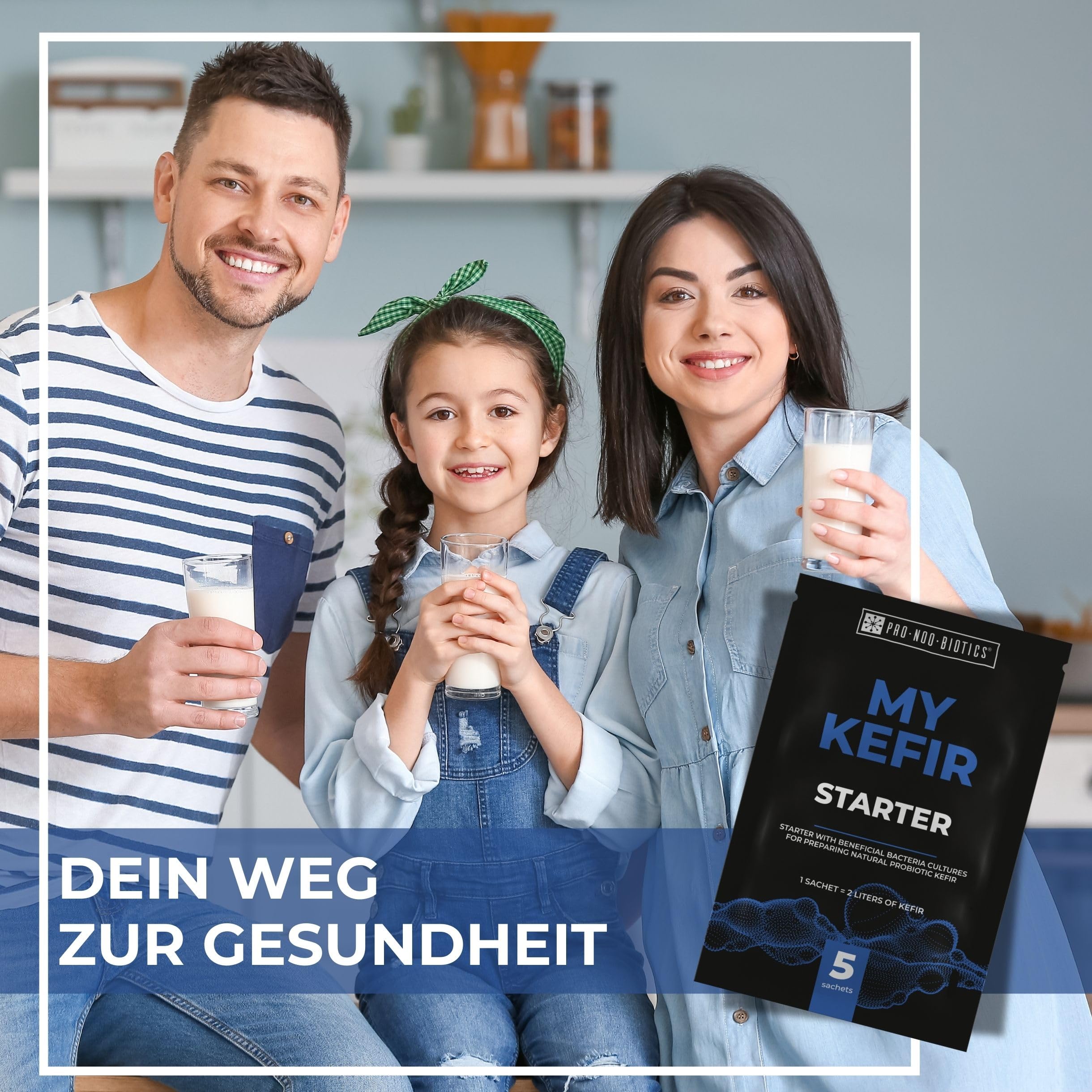 MyKefir Starter – Probiotischer Starter für hausgemachten Kefir – Mit Hohem Gehalt an Probiotischen Bakterien – 1 Beutel für 2 Liter Milch – Einfach Selbst Herzustellen