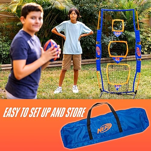 Miniatura 6 de NERF Pro Pass - Red de lanzamiento de fútbol para niños, juego de fútbol para niños, red de objetivo de 5 x 2 pies con estacas de tierra + (1)