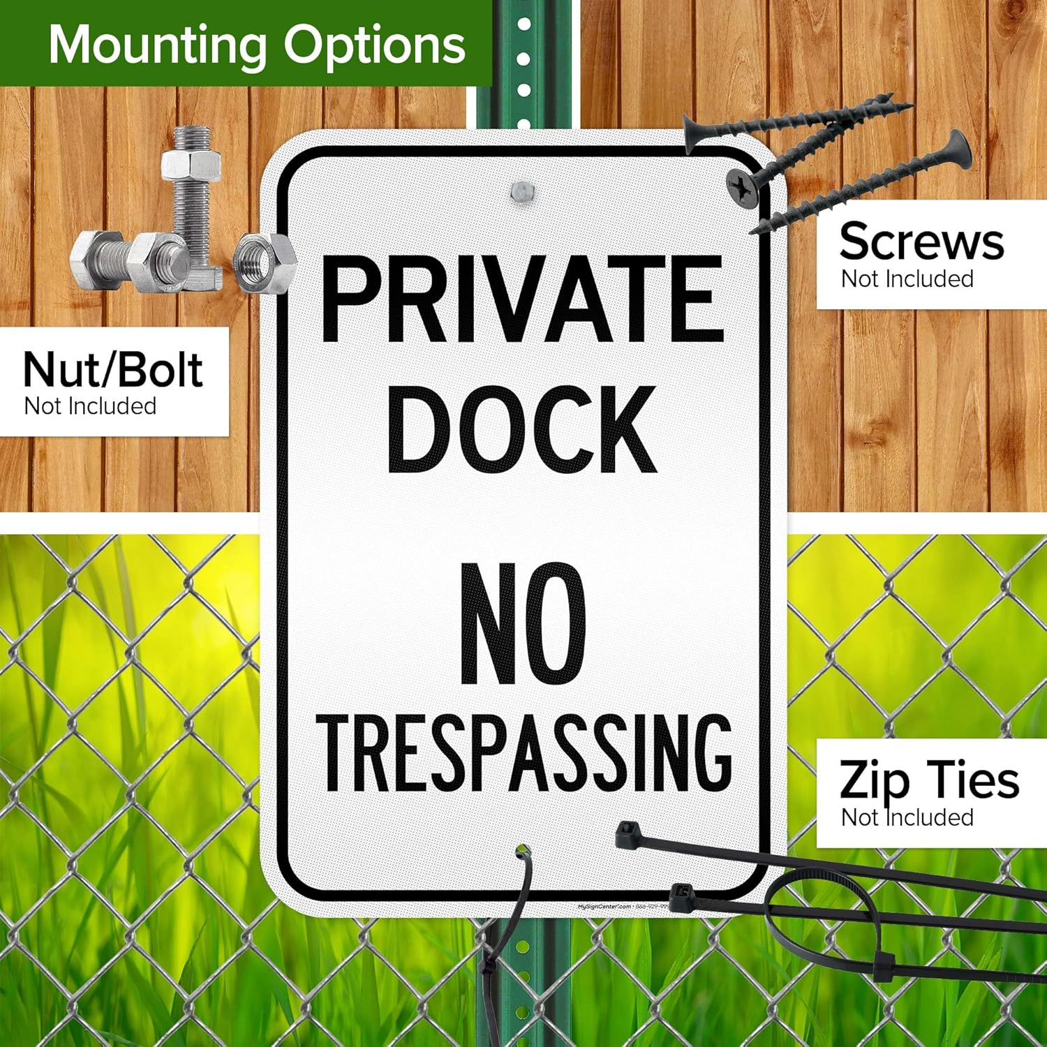 Private Dock No Trespassing Sign, 12x18 Inches, 3M EGP Reflective .063 Aluminum, Fade Resistant, Made in USA by My Sign Center