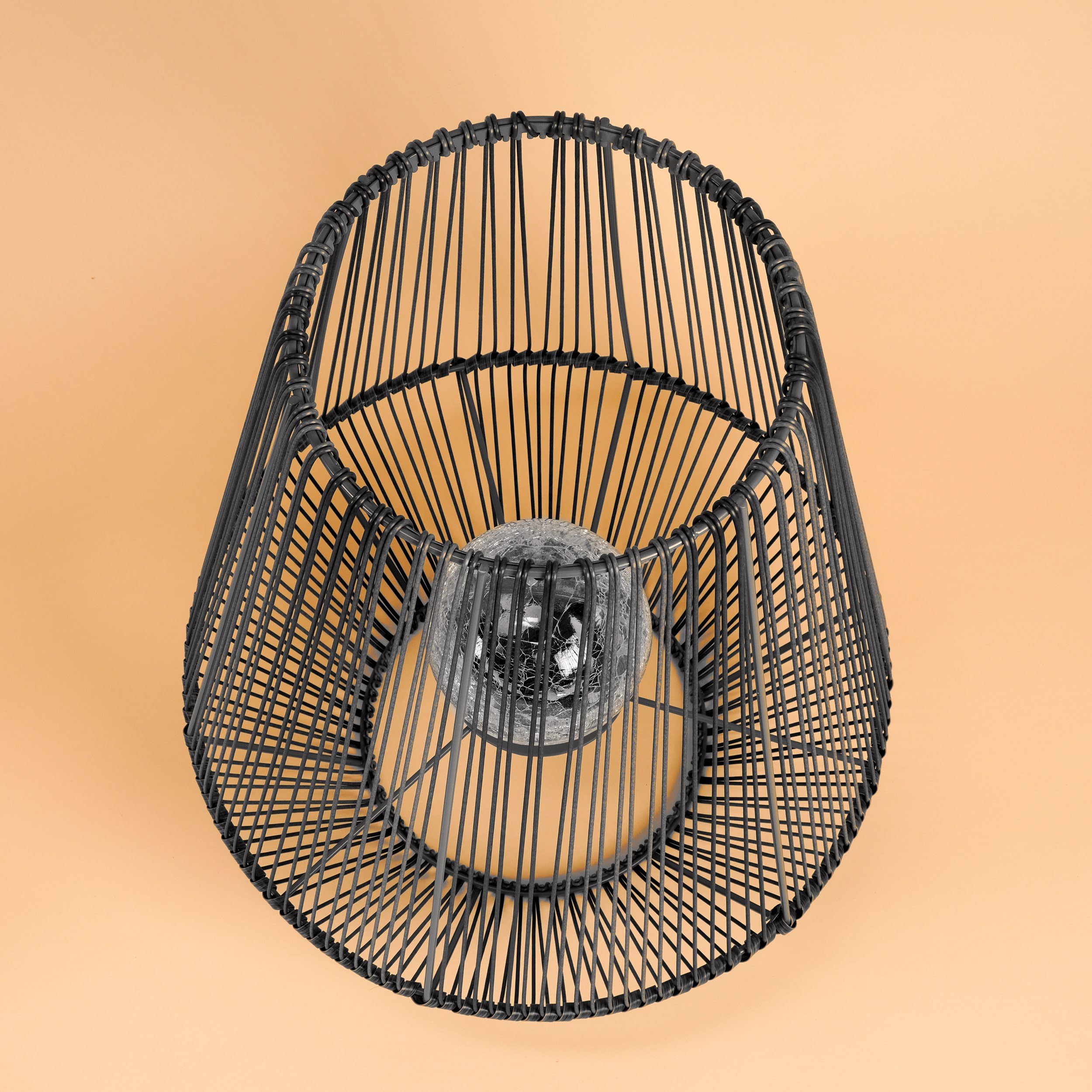 Esotec Solar Windlicht ILONA Rattan Windlicht für außen, Gartenlaterne mit Bruchglas Leuchtkugel, Gartendeko, Balkon Deko, H51cm 102208