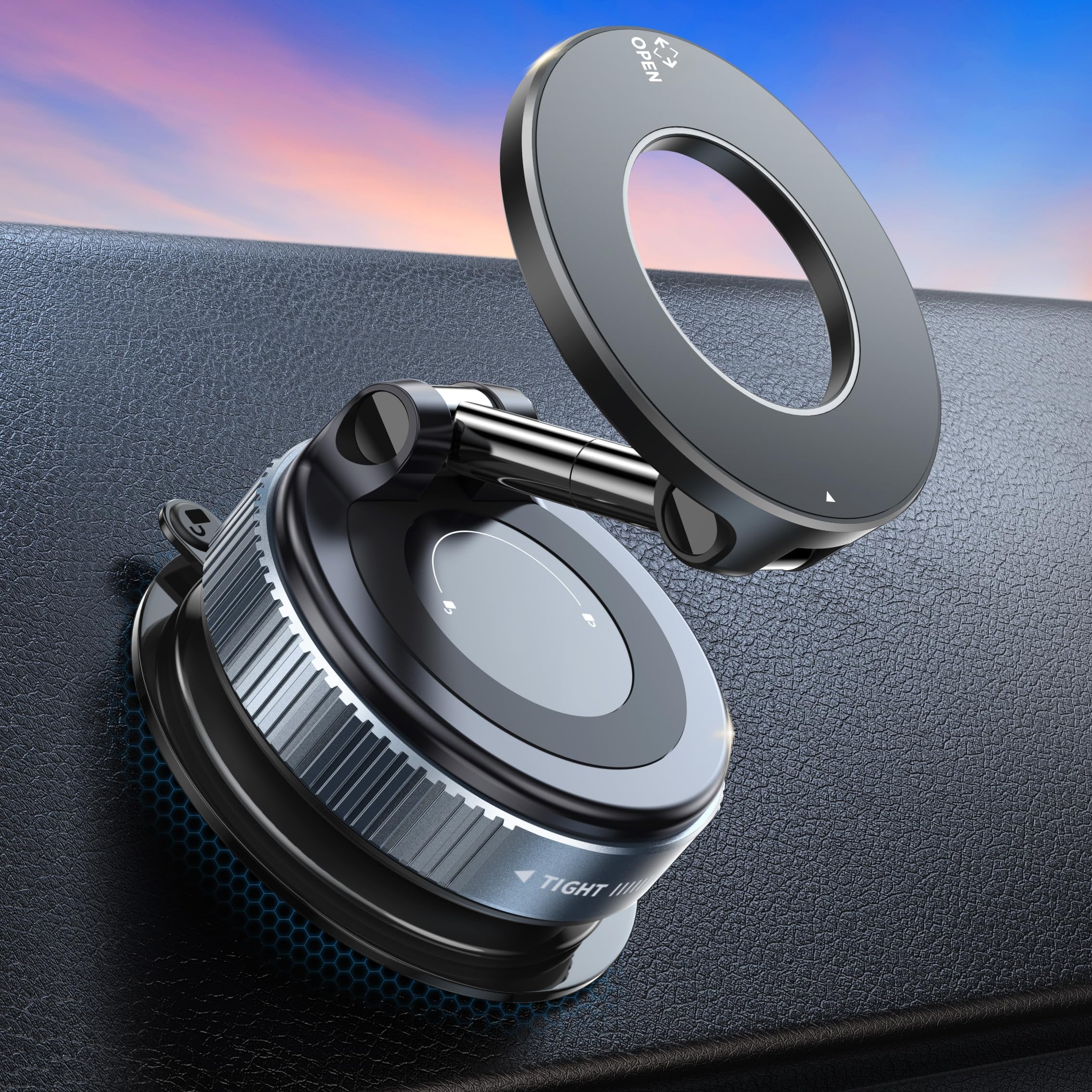Beeasy Vakuum Magnetische Handyhalterung Auto für MagSafe Autohalterung, 720° Faltbar [20X N56 Magnete] Handy Halterung Auto Saugnapf für Kfz/Spiegel/Küche/Fitness, für iPhone Samsung Google