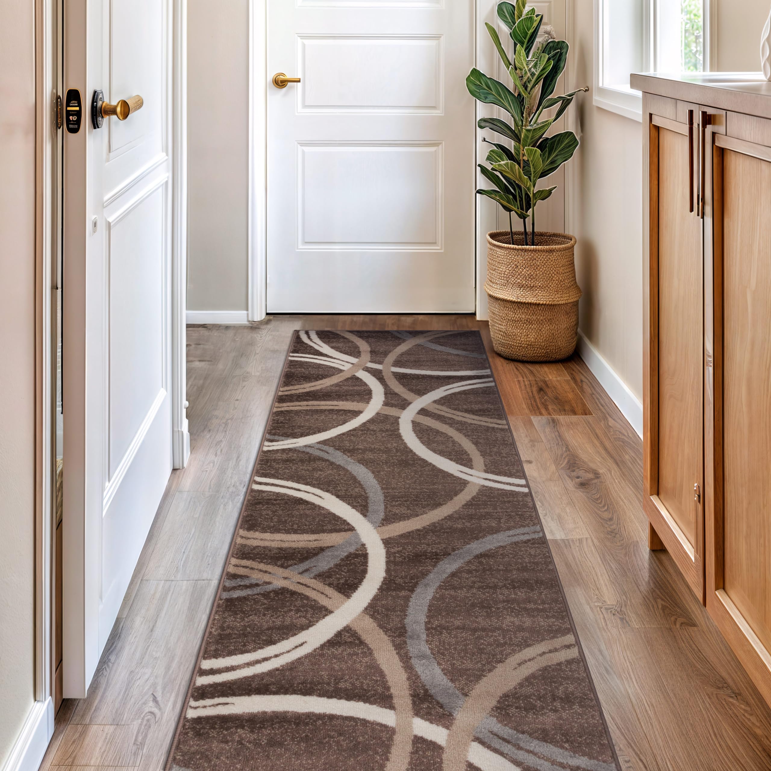 Amazon.com: Rugshop Modern Wavy Circles Design Runner Rug 2'7