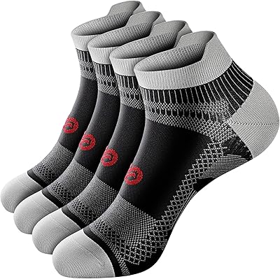 PAPLUS Compression Socks for Men & Women, 2/4/6 Pairs Ankle Running Socks with Arch Support, Ankle Support, Plantar Fasciitis
