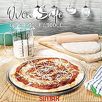 Vista 3 de SIMAX Bandeja de pizza de vidrio para horno: bandeja de pizza de vidrio de borosilicato para horno - Sartenes para pizza de 12.5 pulgadas - Platos