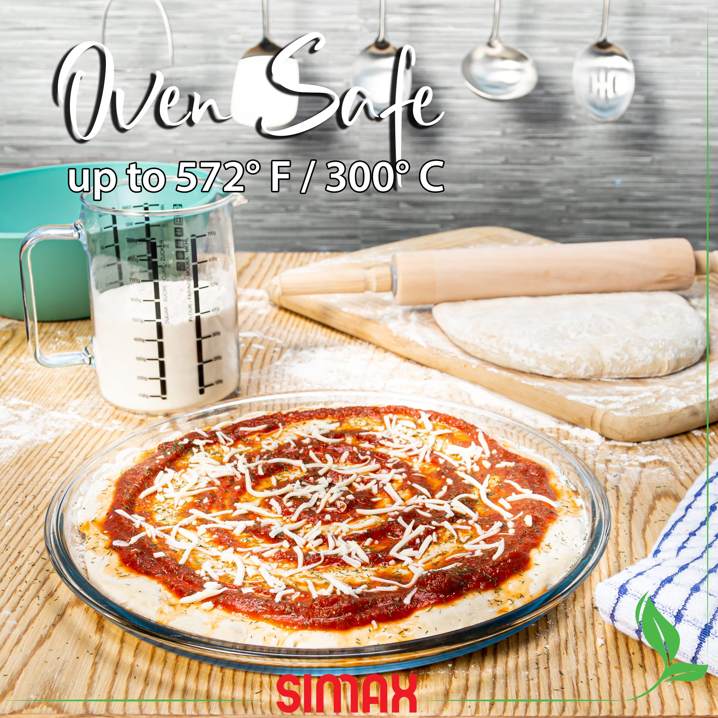 SIMAX Pizzablech Aus Borosilikatglas – 31,8 Cm Ø, Ofen- & Mikrowellengeeignet, Bis 250°C, Spülmaschinenfest