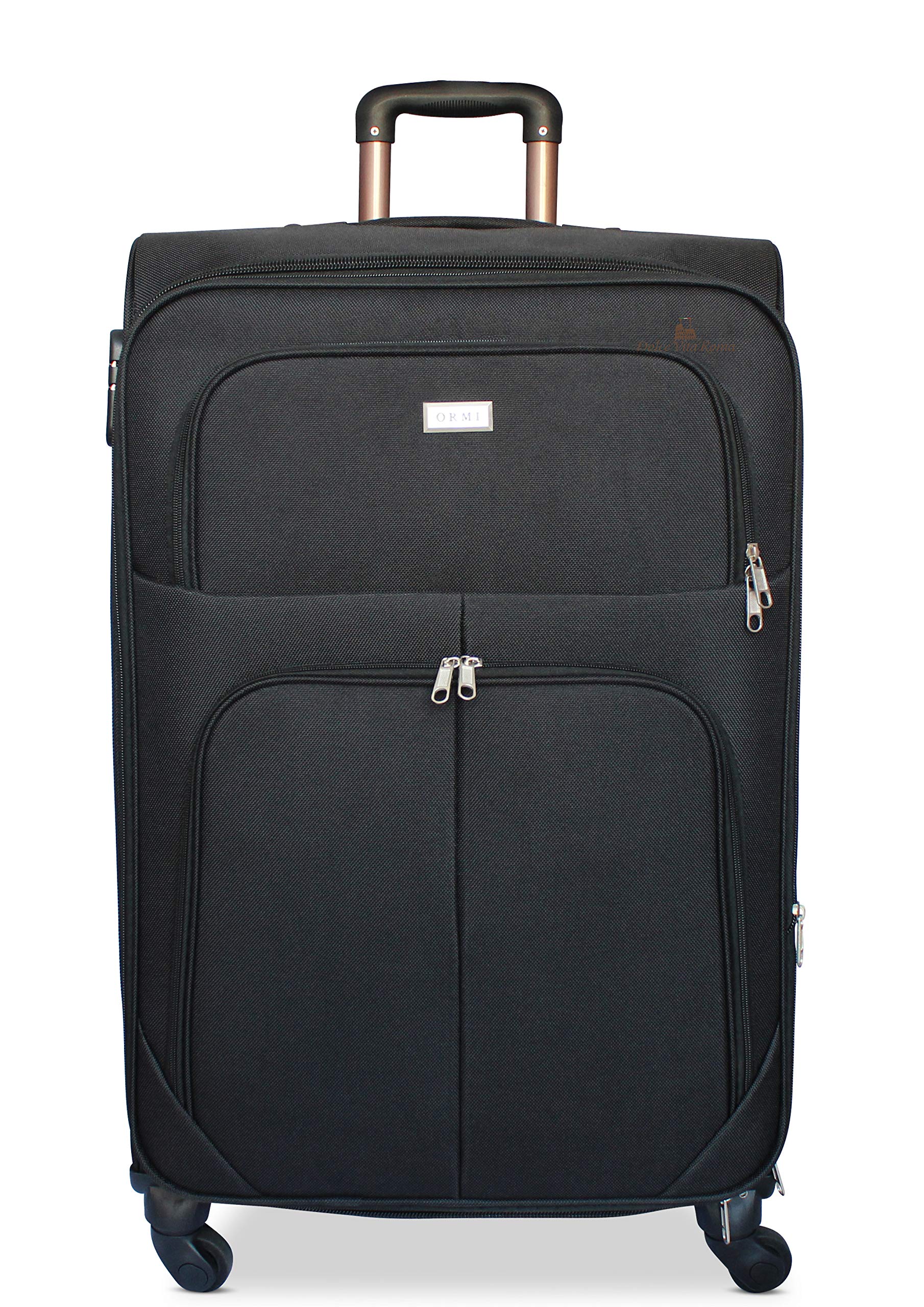 ORMI trolley gigante XXL da stiva grande extra large 4 Ruote espandibile in profondità (Nero, XXL (85x35x52))