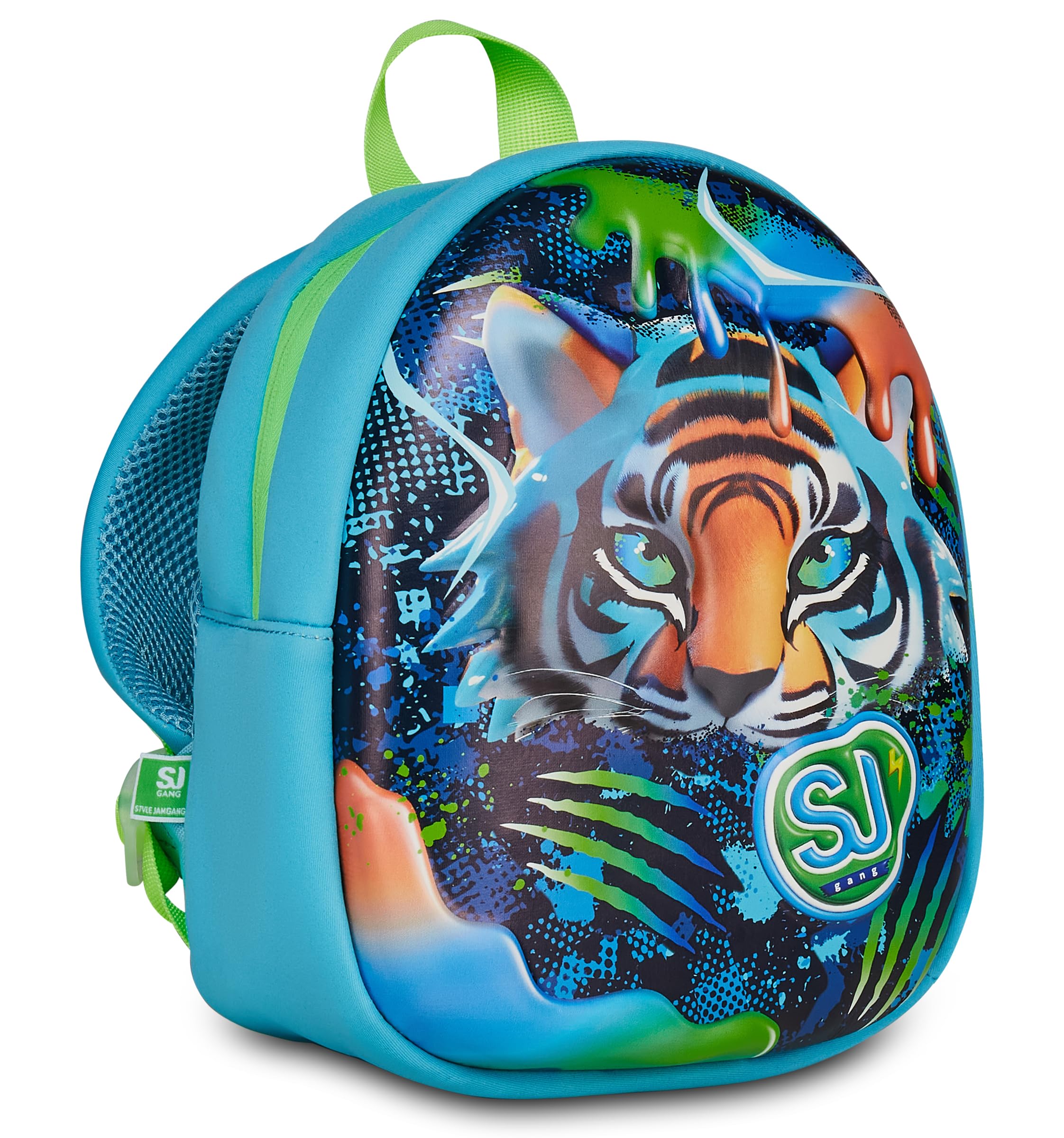 SJ GANG STYLE JAM GANG Tiger Nursery Backpack, Small Backpack, Thermoformed Front Shell, Adjustable Shoulder Straps and Side Pocket Bottle Holder