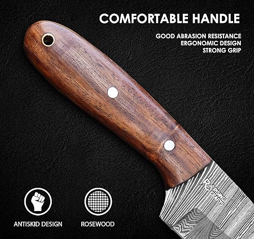 Miniatura 5 de Cuchillo de caza - Cuchillo de hoja fija con funda - cuchillo de desollado, cuchillo táctico, cuchillo de supervivencia, cuchillo de campamento de
