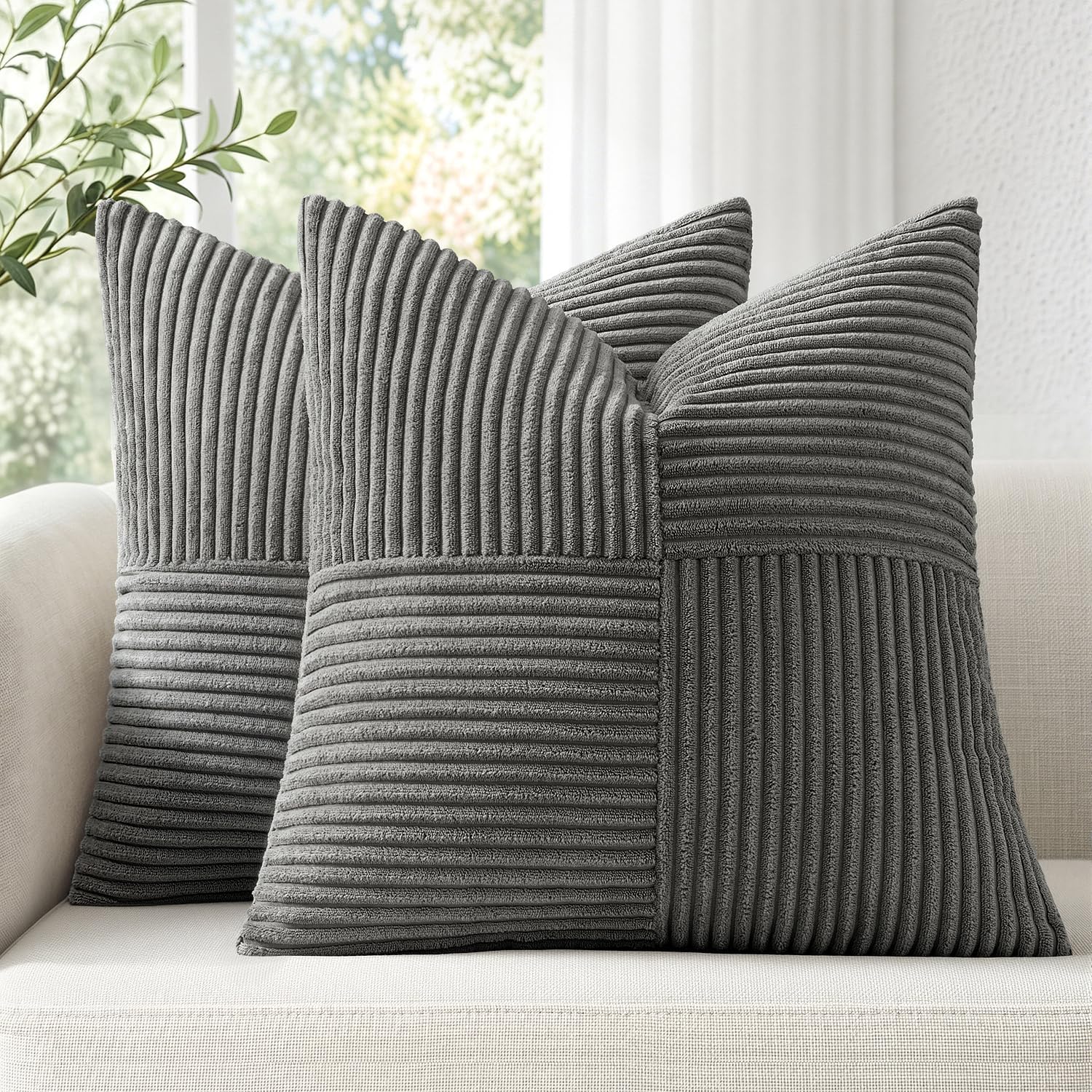 Woaboy Kissenbezug 2er Set Weicher Kordel Stoff Dekorativ Boho Für Sofa Bett Wohnzimmer