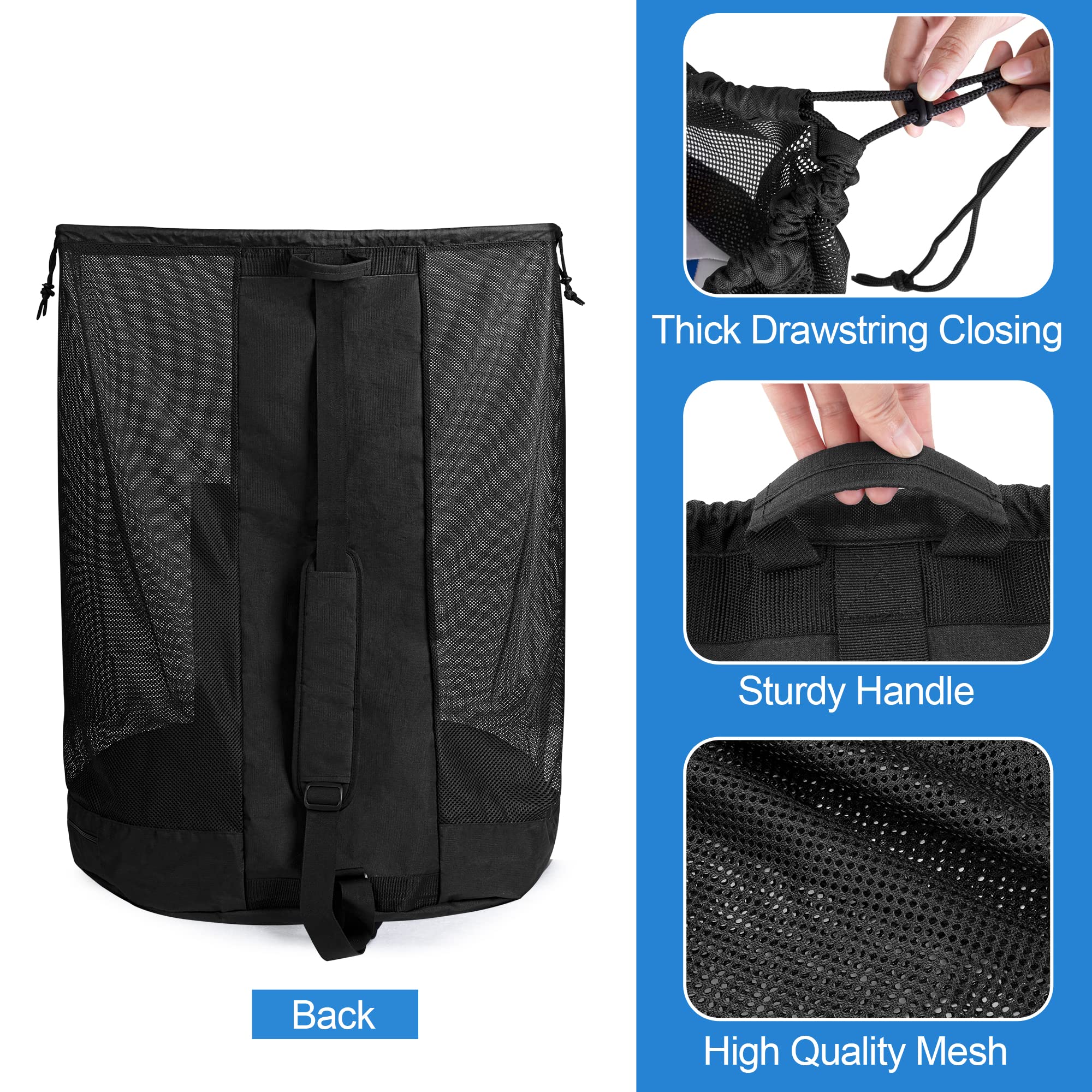 Bolsa de malla extra grande, bolsa de baloncesto y pelota de fútbol con sistema de cordón y correa de hombro ajustable para baloncesto, fútbol, fútbol, voleibol, rugby y deportes de playa, 4